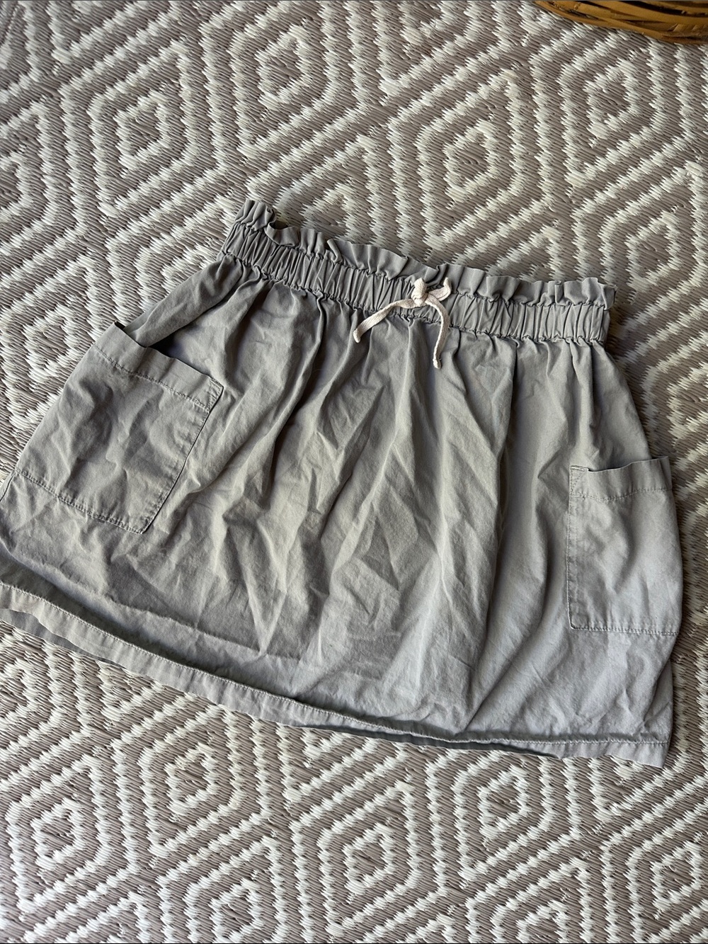Hanna Andersson Light Gray Elastic-Waist Utility Basic Pocket Skirt size 120